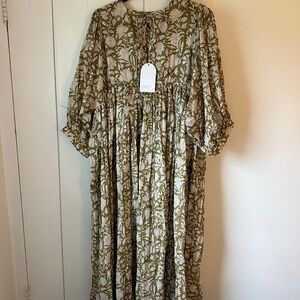 Daughters of India Kyra Maxi Dress in Olive XL